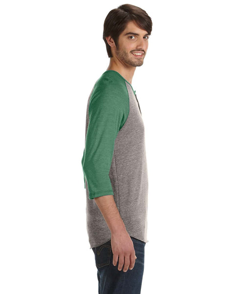 Alternative Embroidered Men's Eco-Jersey 3/4-Sleeve Raglan Henley -  Queensboro