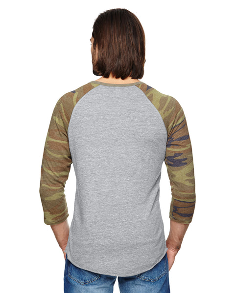 Alternative Embroidered Men's Eco-Jersey 3/4-Sleeve Raglan Henley -  Queensboro