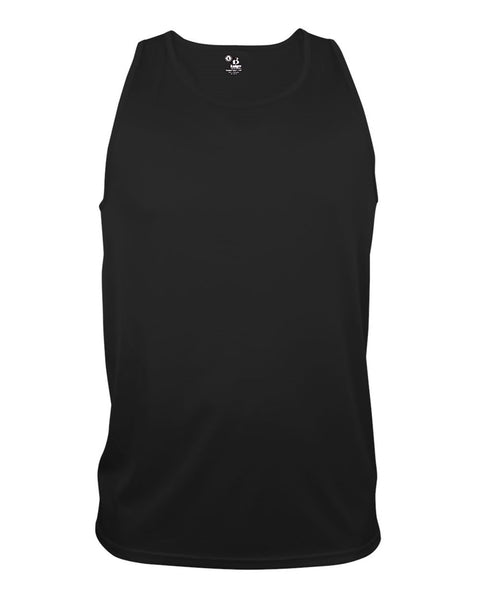 Crazee Wear 312RC Black Rib Stretch Fitted Tank Tops With White Ribbing  With Grey Flex Word And White Flex Man